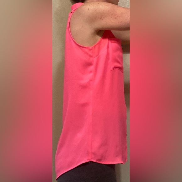 Express Hot Pink Sleeveless Collared Button Down Lattice Tank Top Sz M - Picture 4 of 5